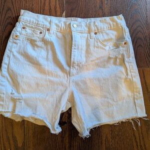 GAP Women's Cheeky Midi High Rise White Jean Shorts 28 Spring Coastal Jorts
